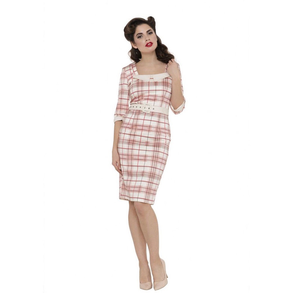 Pink Plaid Pencil Voodoo Vixen Dress